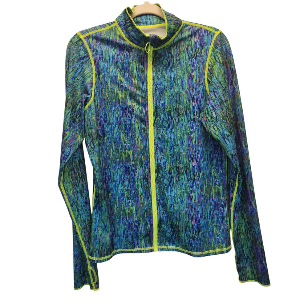 Women’s Blue Green Rash Guard UPF50 Thumbhole Pocket XXLARGE TutuBlue 2 Full Zip